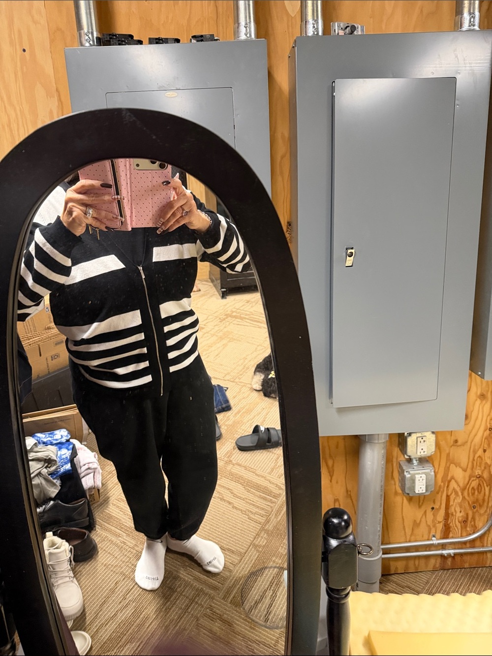Lane Bryant Black and White Striped Cardigan